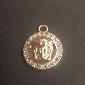 Versace Gold Medusa Pendant with Crystal Accents